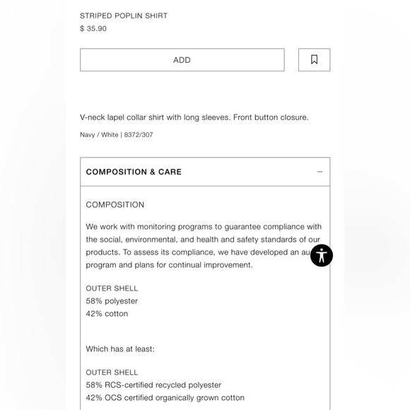 ZARA Striped Poplin Shirt. Blue White. M - Picture 7 of 7